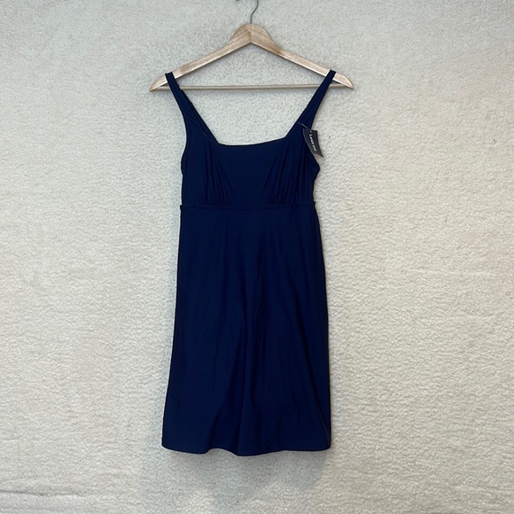 NWT Lands End Womens Navy TummyControl Square Neck One Piece Swim Dress SIZE 4 - Picture 2 of 7